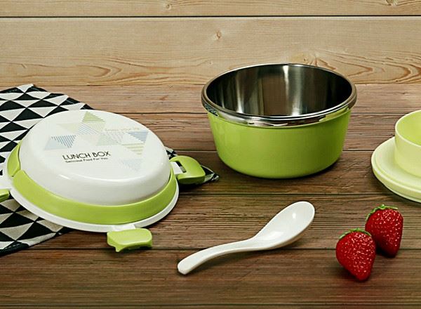 stainless steel leakproof thermal round lunch box