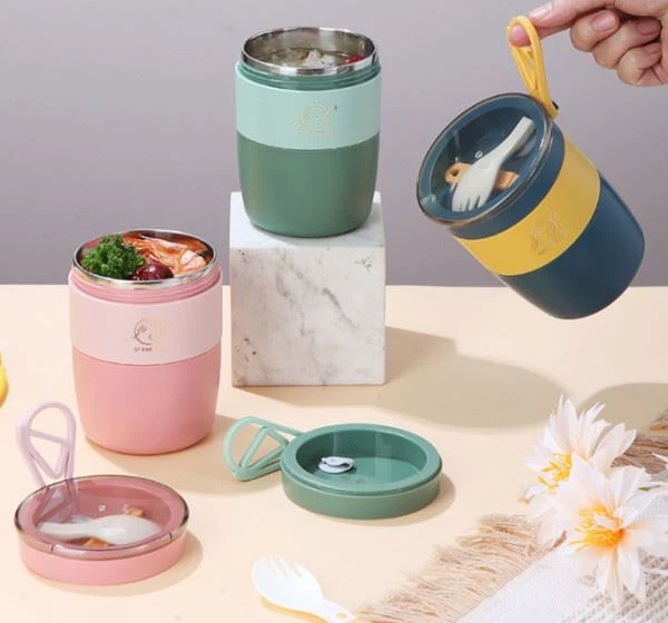 soup cup with spoon